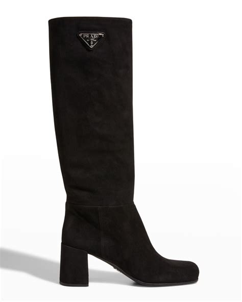 prada over the knee flat boots|prada block heel boots.